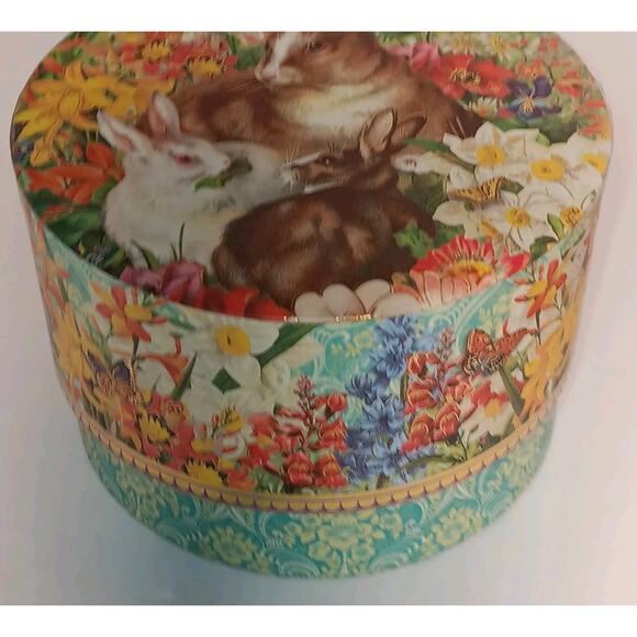 Set of 3 Easter Bunny Rabbit Chicks Oval Boxes Home Decor Gift Victorian Lace - Picture 12 of 13